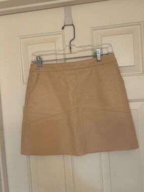 Lulu's Ballet Pink A-Line Faux Leather Skirt with Pockets
